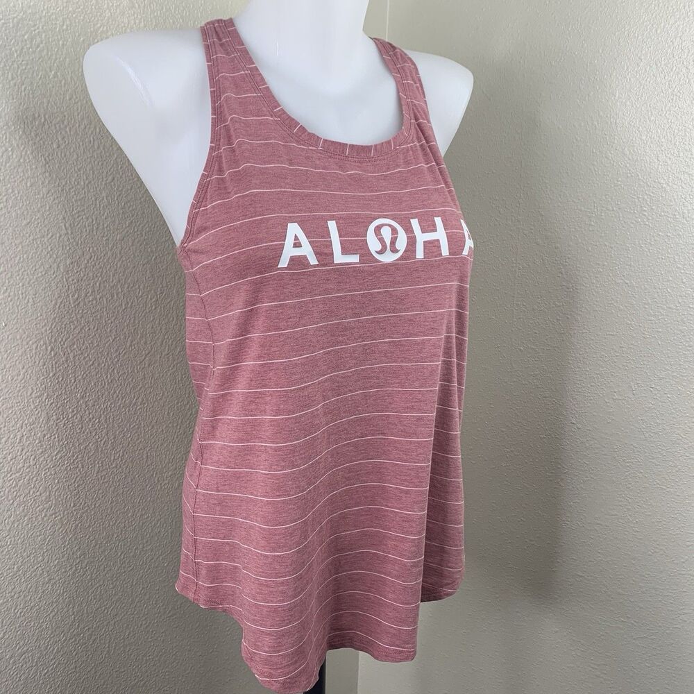 Lululemon Aloha Hawaii Love Tank Pleated Stripe Heathered So Merlot Sz 4 Rare!